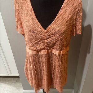 Elegant Peach V-Neck Blouse
